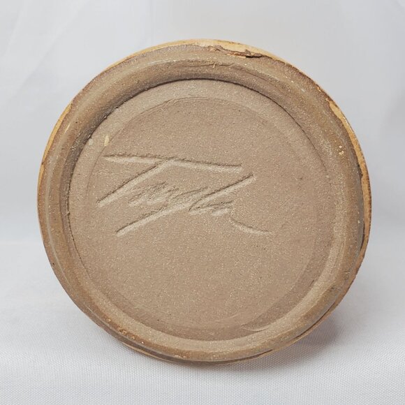 Stoneware Wheat Country Motif Vase/Beech Holder Artisan Studio Art 5.5" Tall - Picture 8 of 15